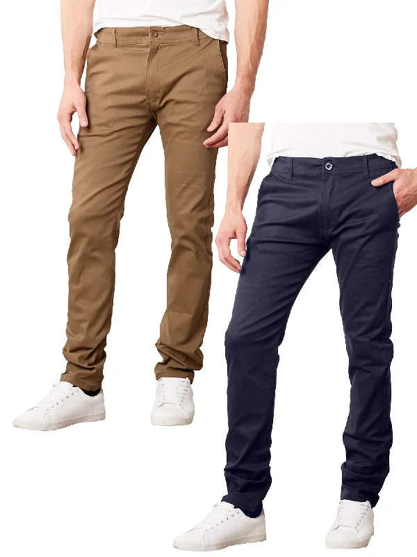 Men's Super Stretch Slim Fit Everyday Chino Pants (Sizes, 30-42) 2-PACK