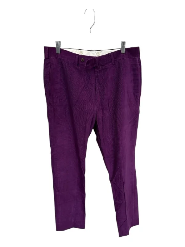 Paul Stuart Size 32 Purple Cotton Corduroy Trouser Men's Pants