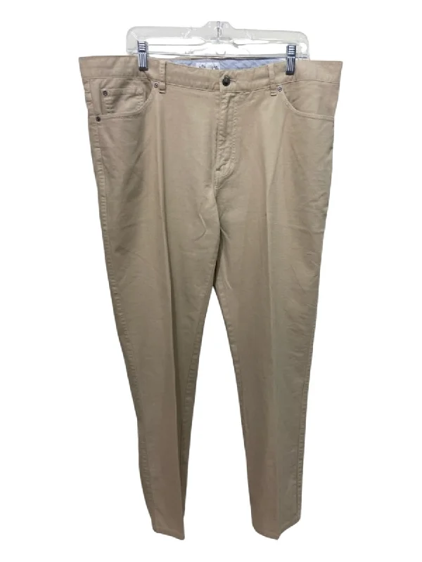 Peter Millar Size 40 Tan Cotton Solid Khakis Men's Pants