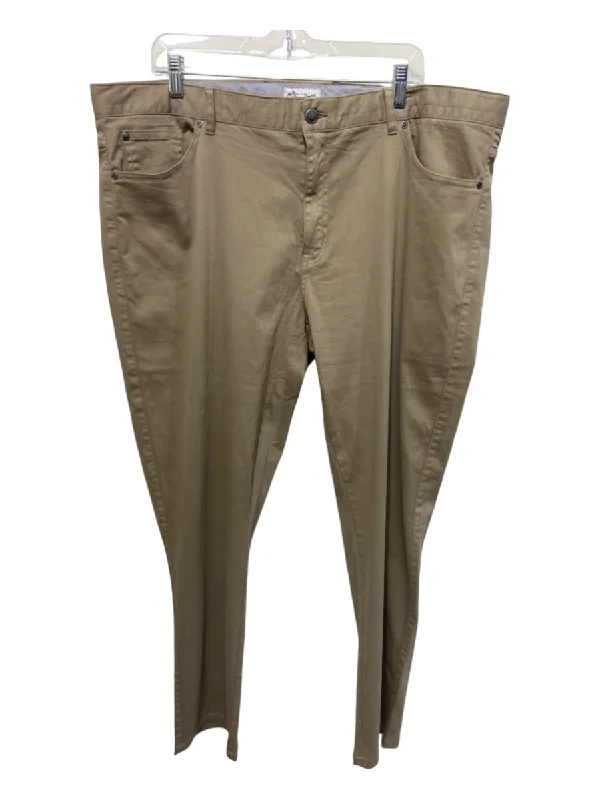 Peter Millar Size 42 Dark Tan Synthetic Cotton Khakis Men's Pants