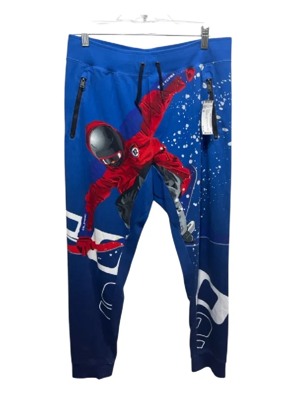 Polo Size M Blue & Red Cotton Blend Skiers Jogger Men's Pants