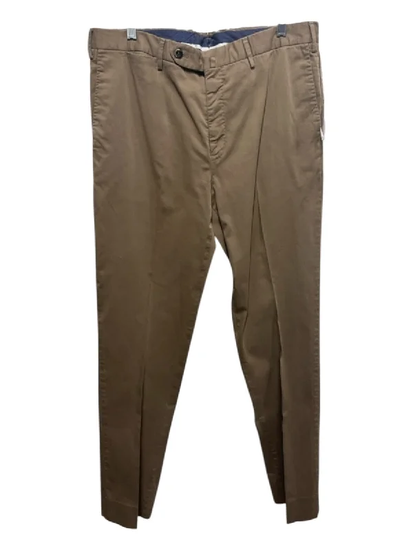 PT Torino Size 52 Tan Cotton Blend Solid Khakis Men's Pants