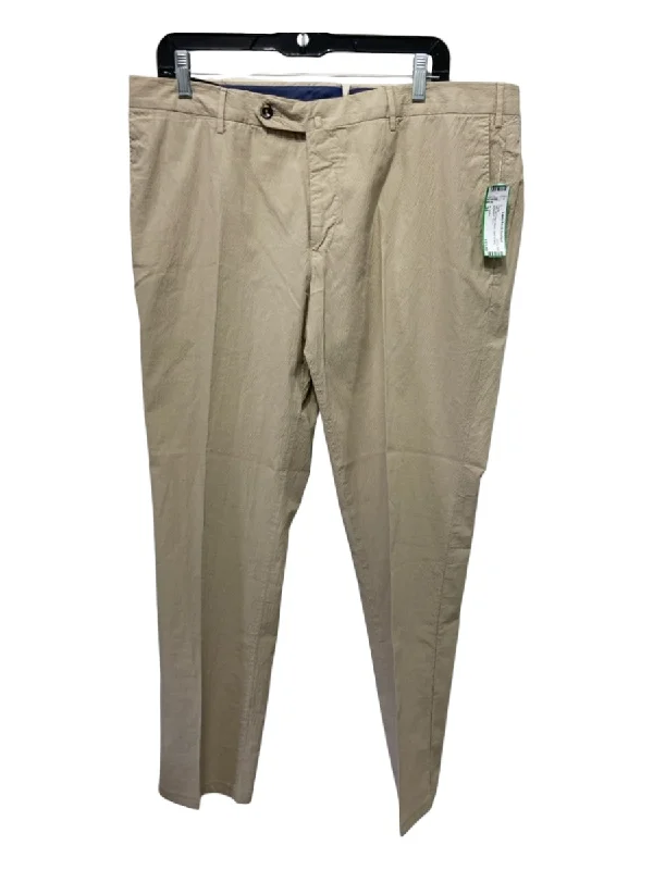 PT Torino Size 54 Tan Cotton Blend Solid Khakis Men's Pants