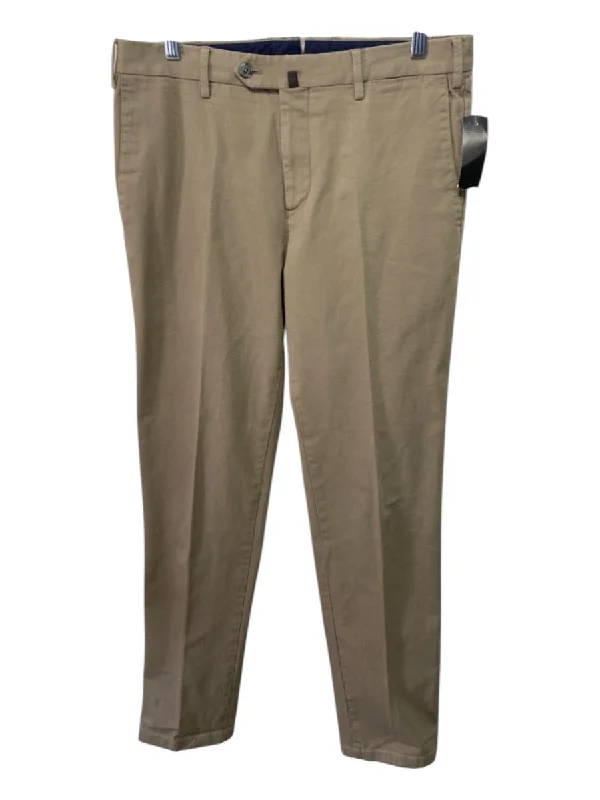 PT01 Size 48 Khaki Cotton Solid Zip Fly Men's Pants