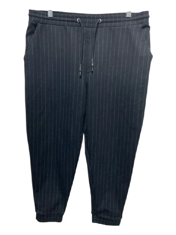 Reiss Size L Black & Gray Polyester Blend Striped front pocket Men's Pants