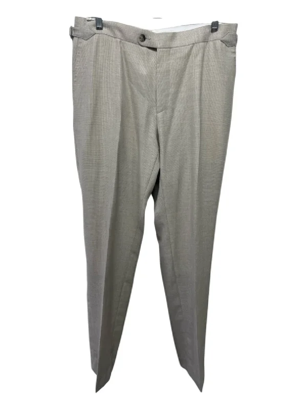 Suitsupply Size 52 Beige Wool Blend Solid Dress Side Tabs Men's Pants