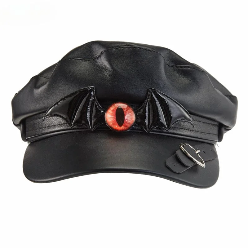 Unisex Steampunk Bat Faux Leather Beret Hat