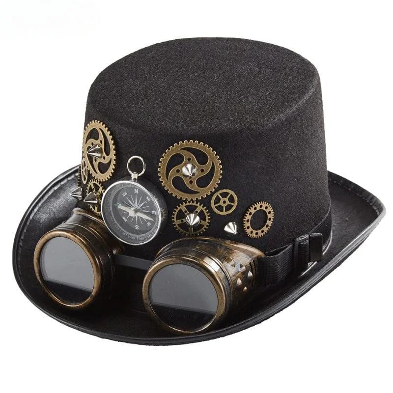 Unisex Steampunk Compass Goggles Velvet Hat