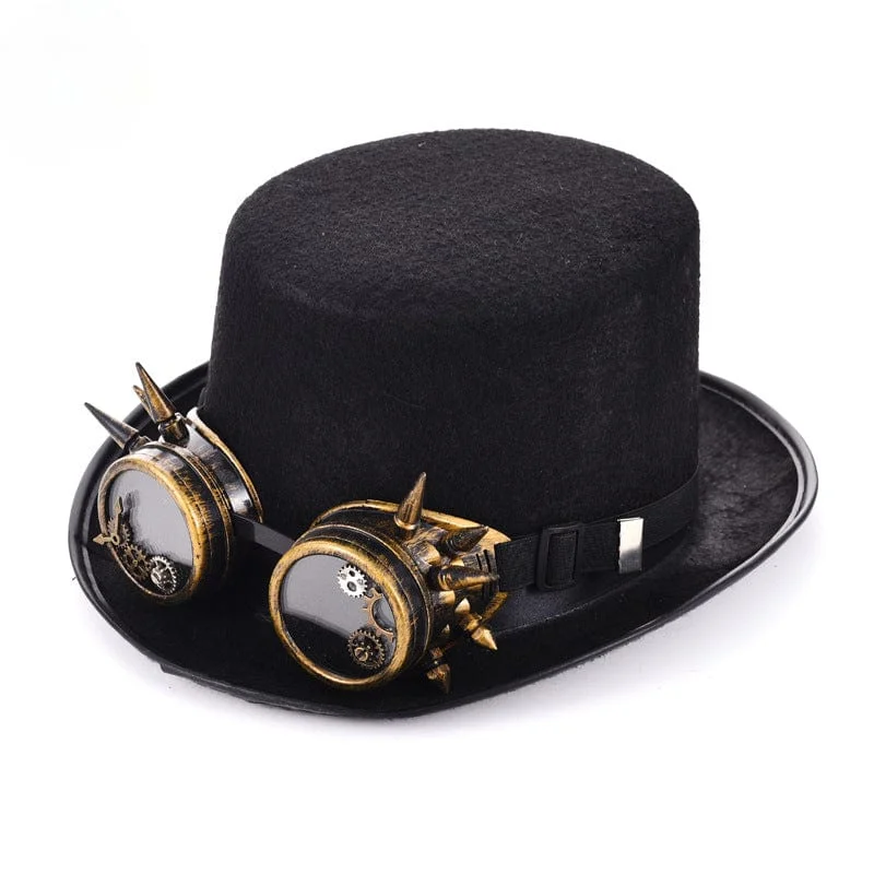 Unisex Steampunk Gear Goggles Velvet Hat