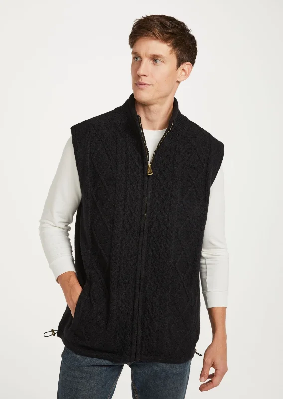 Aran Full Zip Fleece Gilet | Black