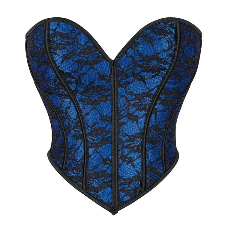 Women's Gothic Flower Printed Lace-up Overbust Corset