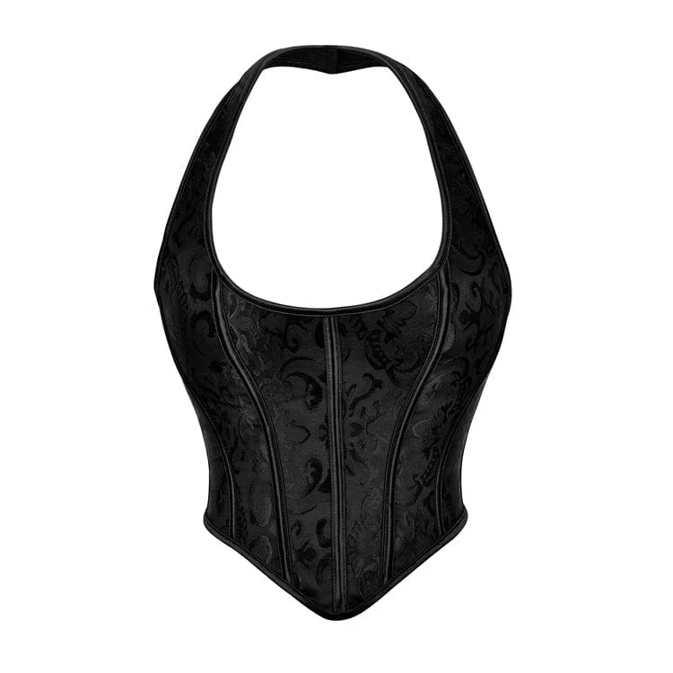 Women's Gothic Jacquard Halterneck Overbust Corset