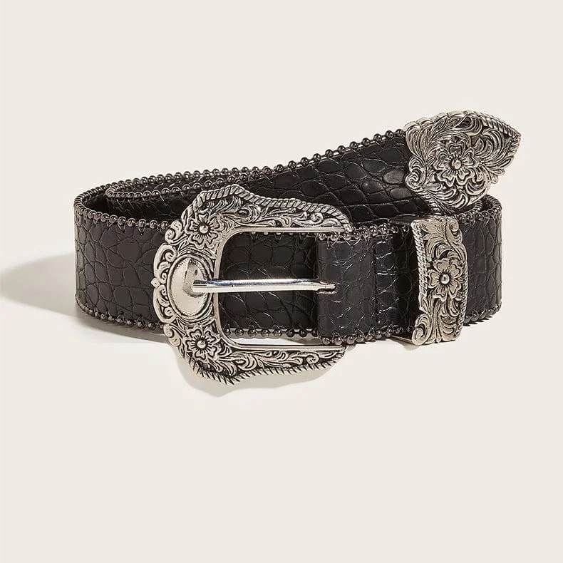 Women's Gothic Metal Rose Snakeskin Belt