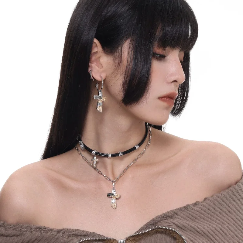 Women's Punk Cross Layered Choker