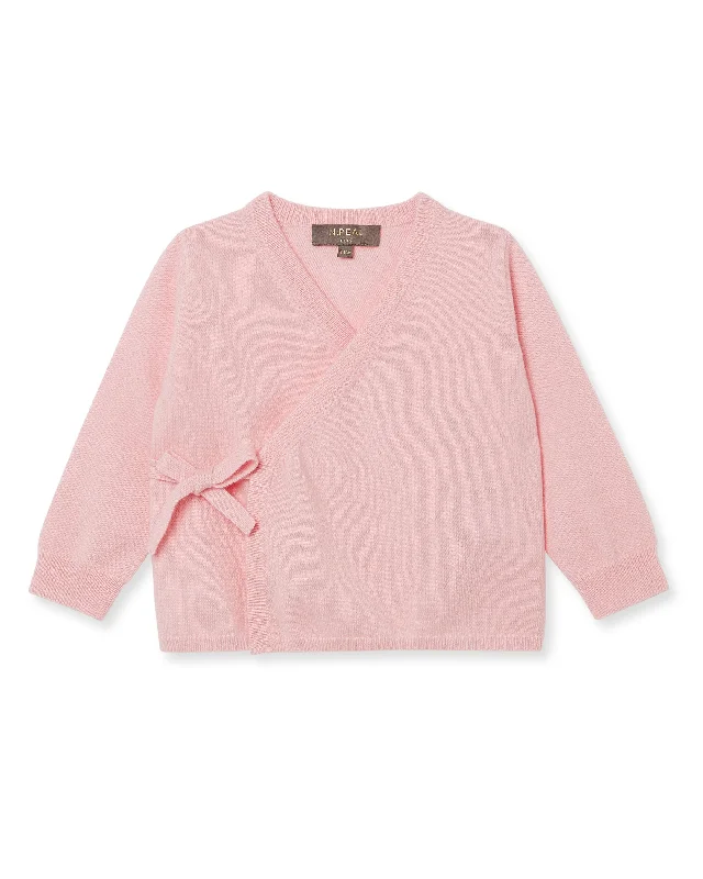 Wrap Cashmere Cardigan Pale Pink