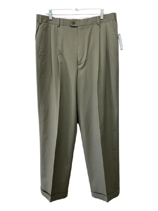 Zanella Size 36 Olive Wool Blend Solid Dress Pleat Men's Pants