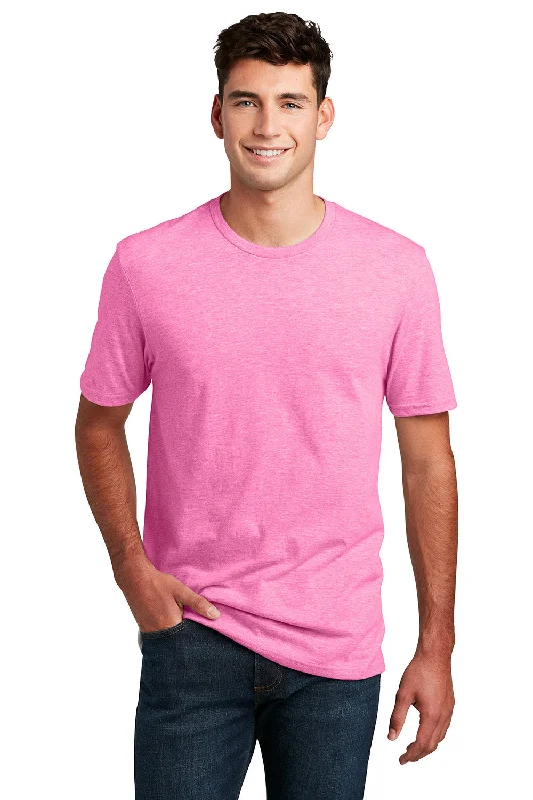 District Mens Perfect Blend Short Sleeve Crewneck T-Shirt - Heather Awareness Pink