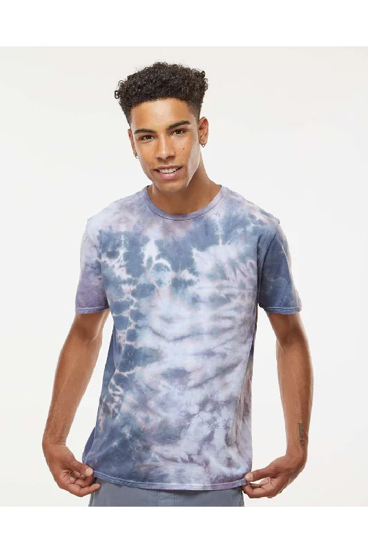 Dyenomite Mens LaMer Over Dyed Crinkle Tie Dyed Short Sleeve Crewneck T-Shirt - Arctic