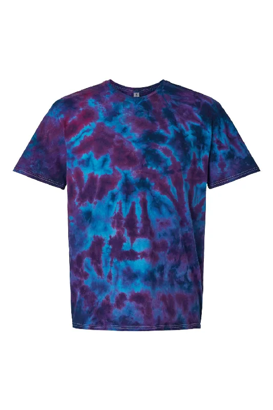 Dyenomite Mens LaMer Over Dyed Crinkle Tie Dyed Short Sleeve Crewneck T-Shirt - Baltic