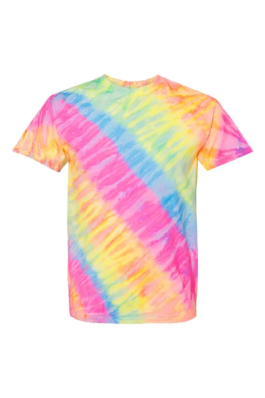 Dyenomite Mens Tilt Tie Dyed Short Sleeve Crewneck T-Shirt - Dayglo