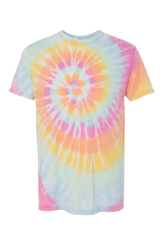 Dyenomite Mens Vintage Festival Tie Dyed Short Sleeve Crewneck T-Shirt - Aerial Spiral