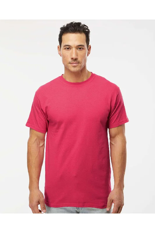 M&O Mens Gold Soft Touch Short Sleeve Crewneck T-Shirt - Heliconia Pink