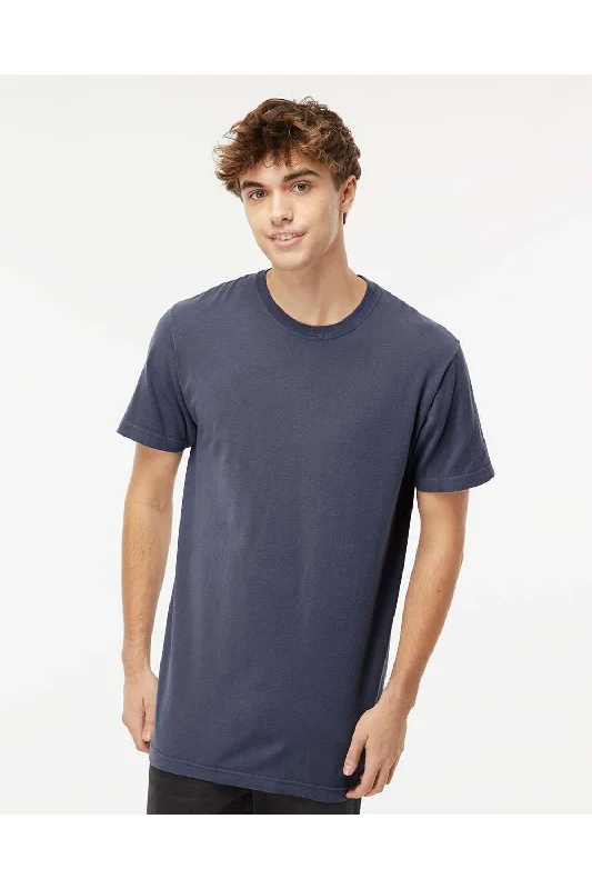 M&O Mens Vintage Garment Dyed Short Sleeve Crewneck T-Shirt - Navy Blue