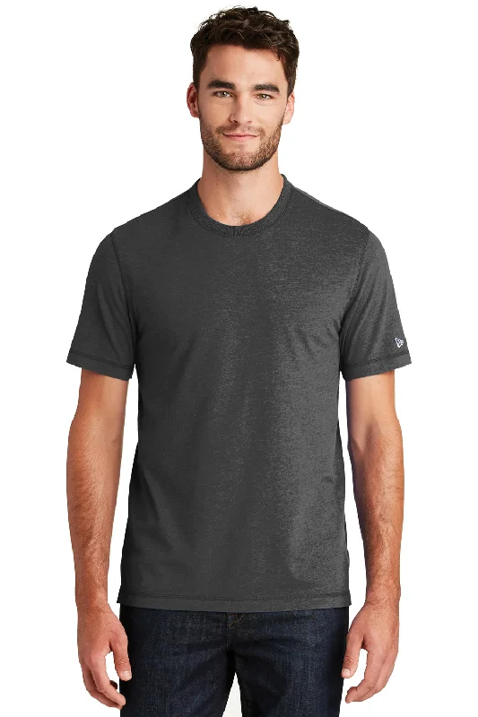 New Era Mens Sueded Short Sleeve Crewneck T-Shirt - Heather Black