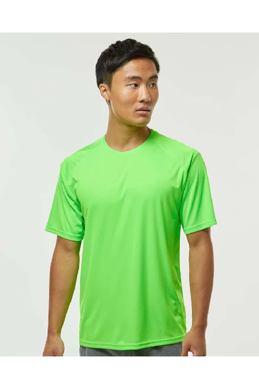 Paragon Mens Islander Performance Moisture Wicking Short Sleeve Crewneck T-Shirt - Neon Lime Green