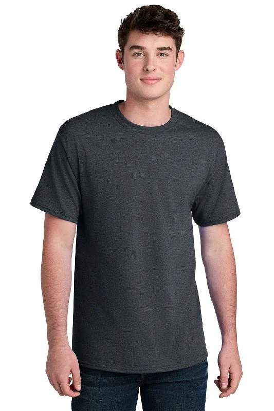 Port & Company Mens Core Blend Recycled Short Sleeve Crewneck T-Shirt - Heather Dark Grey - New