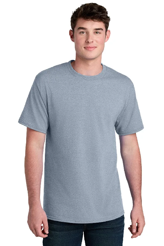 Port & Company Mens Core Blend Recycled Short Sleeve Crewneck T-Shirt - Heather Grey - New