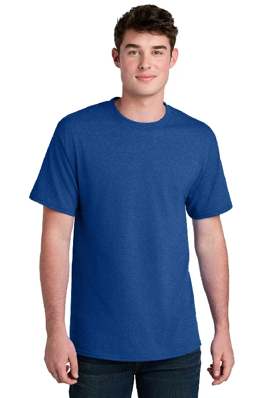 Port & Company Mens Core Blend Recycled Short Sleeve Crewneck T-Shirt - Heather True Royal Blue - New