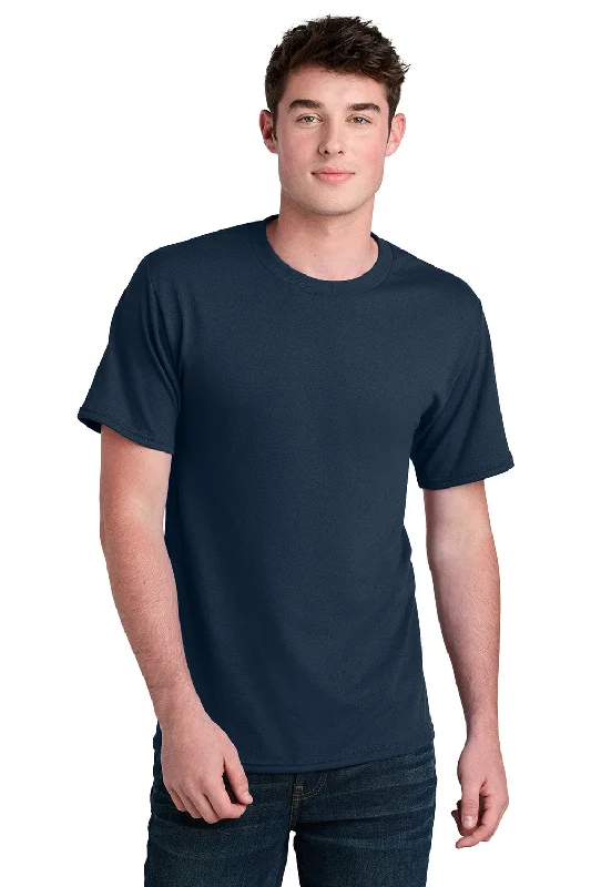 Port & Company Mens Core Blend Recycled Short Sleeve Crewneck T-Shirt - Navy Blue - New