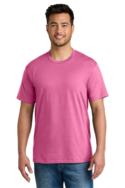 Port & Company Mens CVC Short Sleeve Crewneck T-Shirt - Awareness Pink - New