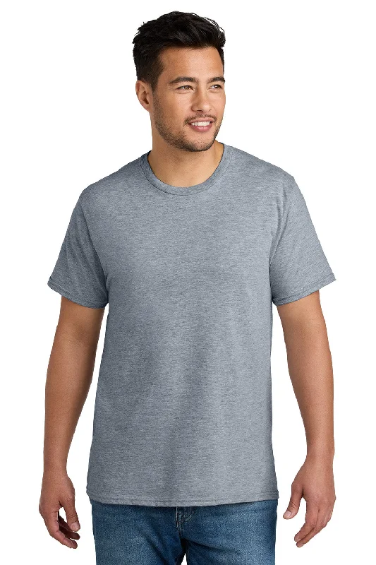 Port & Company Mens CVC Short Sleeve Crewneck T-Shirt - Heather Grey - New