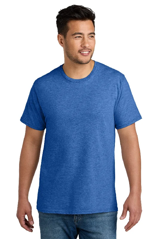 Port & Company Mens CVC Short Sleeve Crewneck T-Shirt - Heather Royal Blue - New