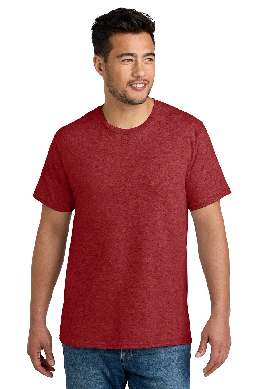 Port & Company Mens CVC Short Sleeve Crewneck T-Shirt - Heather Team Cardinal Red - New