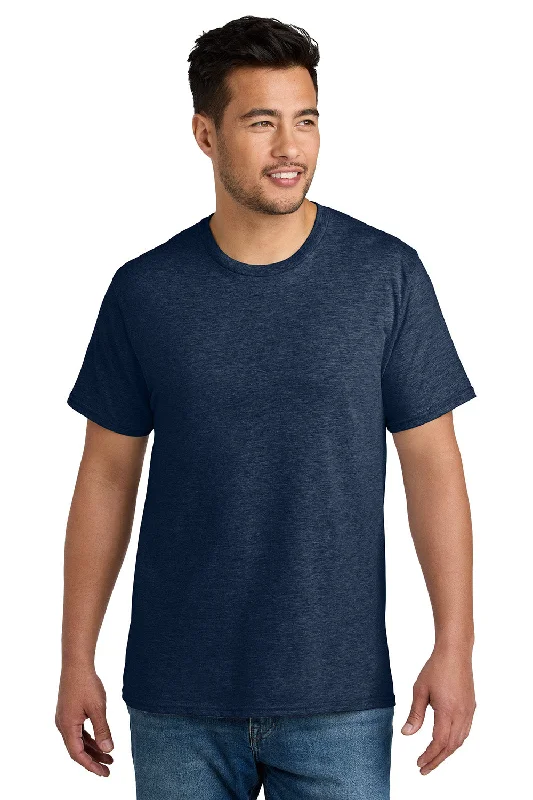 Port & Company Mens CVC Short Sleeve Crewneck T-Shirt - Heather Team Navy Blue - New