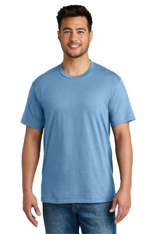 Port & Company Mens CVC Short Sleeve Crewneck T-Shirt - Tundra Blue - New