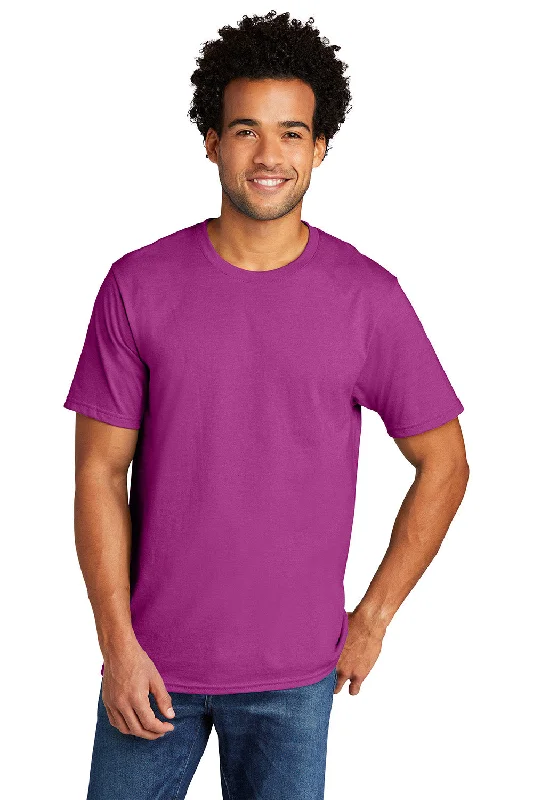 Port & Company Mens Short Sleeve Crewneck T-Shirt - Heather Raspberry Pink