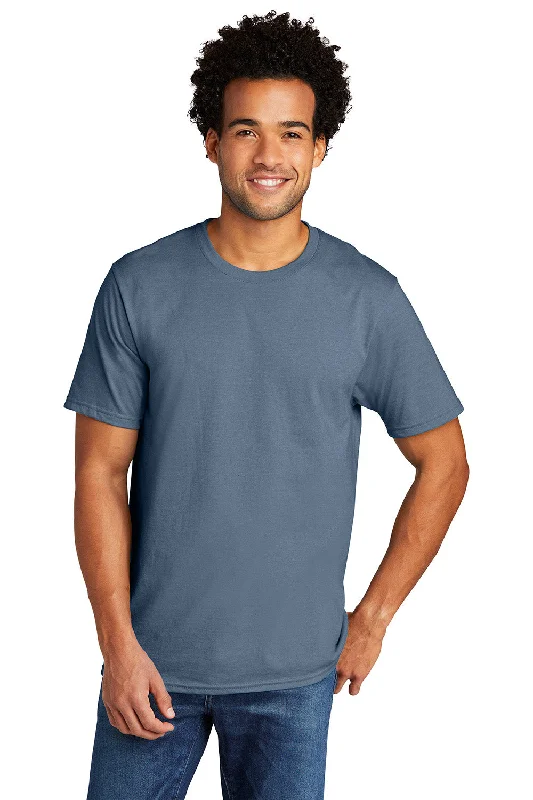 Port & Company Mens Short Sleeve Crewneck T-Shirt - Heather Steel Blue