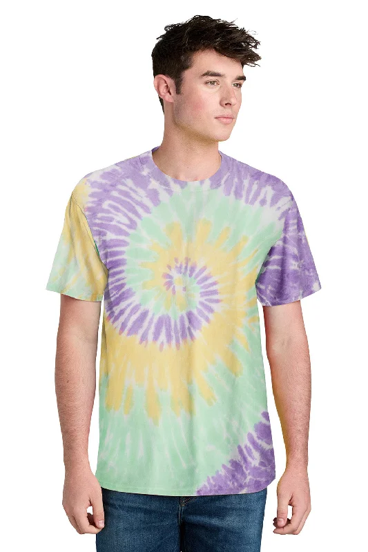 Port & Company Mens Tie-Dye Short Sleeve Crewneck T-Shirt - Mint Rainbow