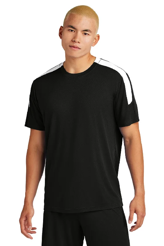 Sport-Tek Mens Moisture Wicking Competitor United Short Sleeve Crewneck T-Shirt - Black/White - New