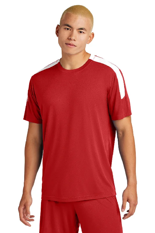 Sport-Tek Mens Moisture Wicking Competitor United Short Sleeve Crewneck T-Shirt - Deep Red/White - New