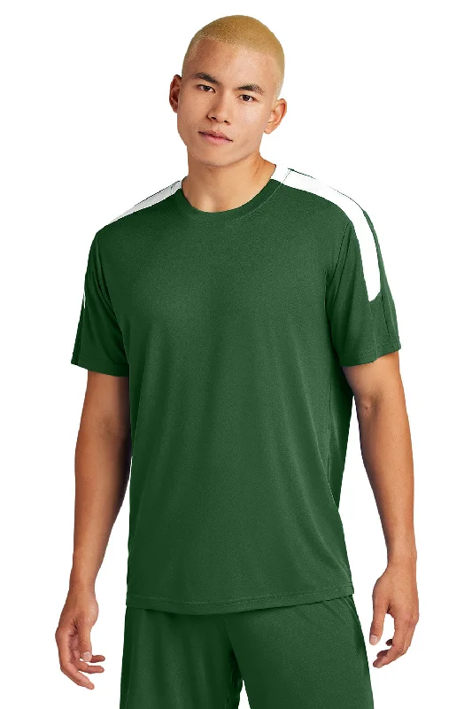 Sport-Tek Mens Moisture Wicking Competitor United Short Sleeve Crewneck T-Shirt - Forest Green/White - New