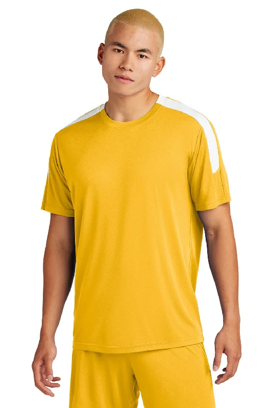 Sport-Tek Mens Moisture Wicking Competitor United Short Sleeve Crewneck T-Shirt - Gold/White - New