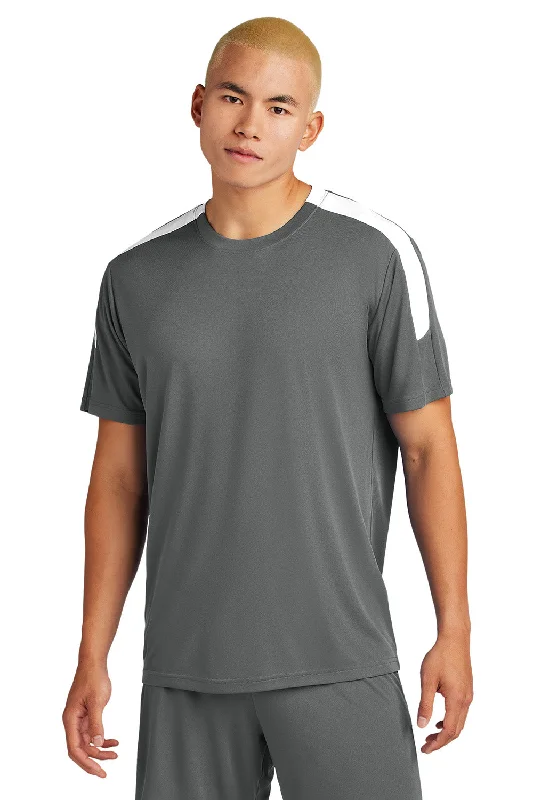 Sport-Tek Mens Moisture Wicking Competitor United Short Sleeve Crewneck T-Shirt - Iron Grey/White - New