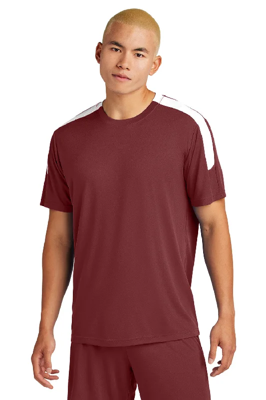 Sport-Tek Mens Moisture Wicking Competitor United Short Sleeve Crewneck T-Shirt - Maroon/White - New