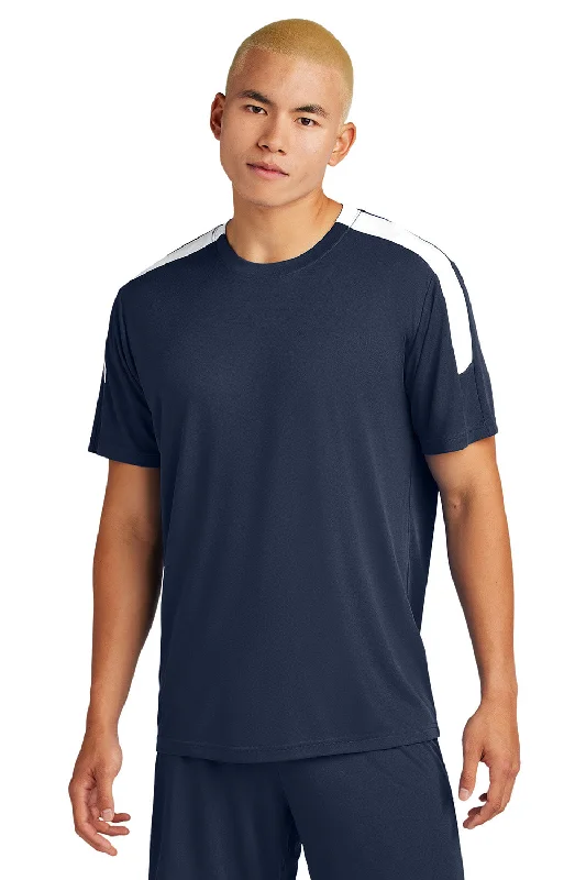 Sport-Tek Mens Moisture Wicking Competitor United Short Sleeve Crewneck T-Shirt - True Navy Blue/White - New