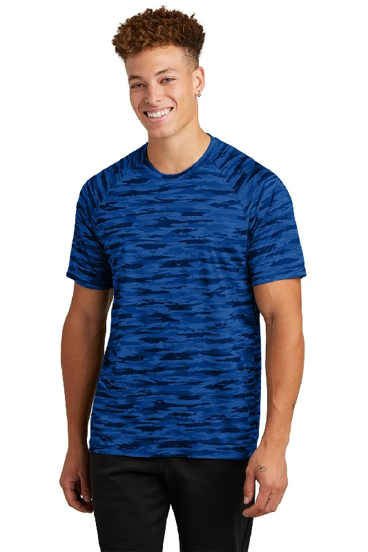 Sport-Tek Mens Drift Camo Moisture Wicking Short Sleeve Crewneck T-Shirt - True Royal Blue